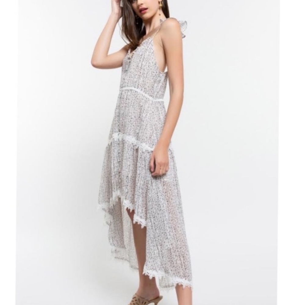 POL High-Low Lace Trim Dress